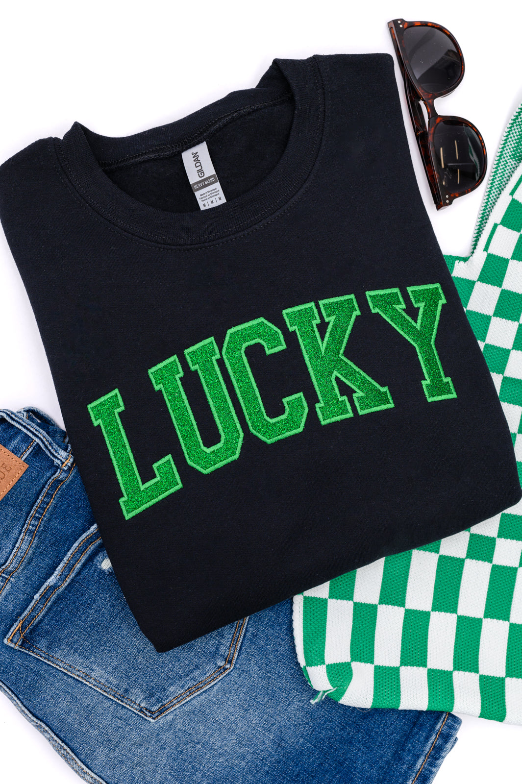Embroidered Lucky Glitter Sweatshirt