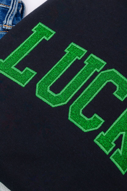 Embroidered Lucky Glitter Sweatshirt