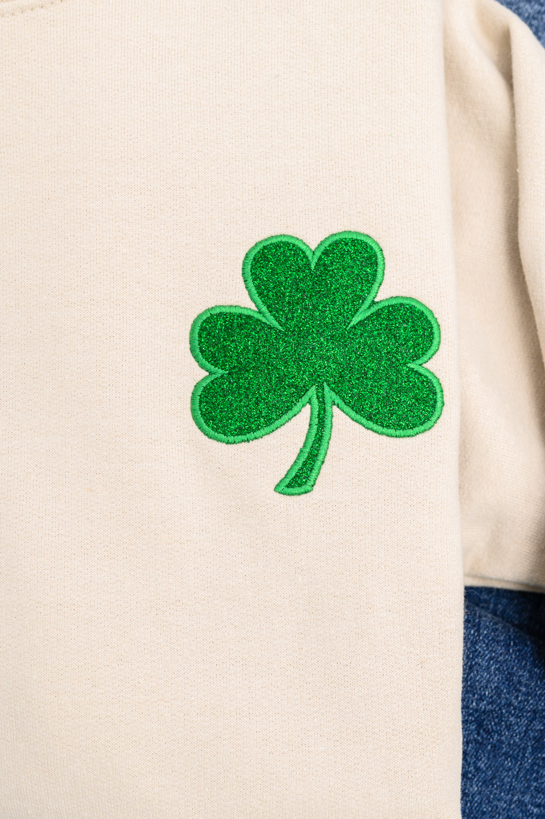 Embroidered Shamrock Glitter Sweatshirt in Two Colors