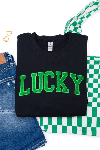 Embroidered Lucky Glitter Sweatshirt