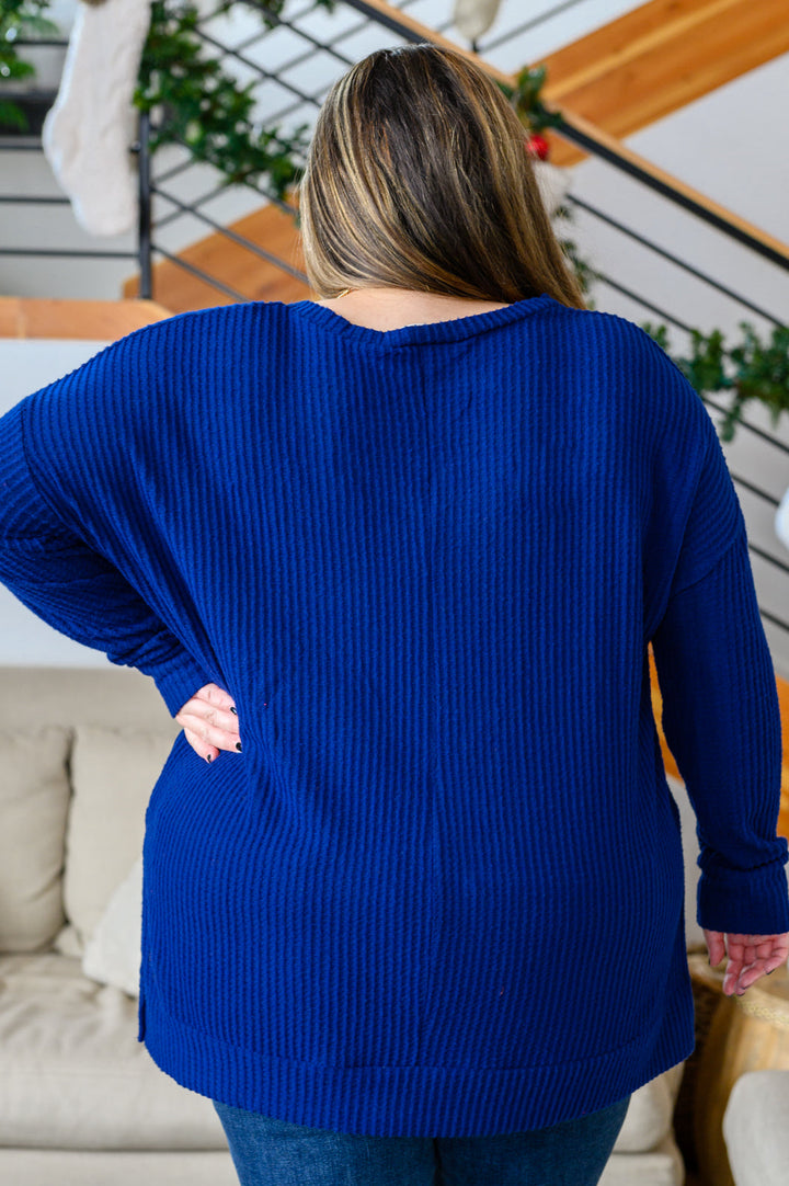 Stay The Night Waffle V-Neck Sweater!