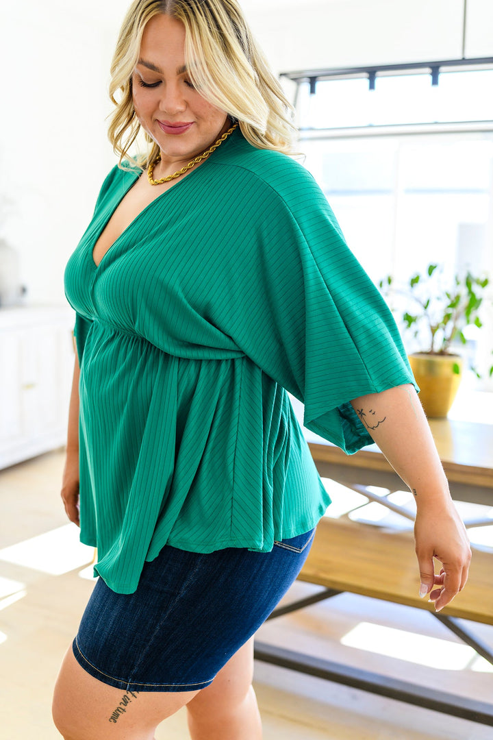 Storied Moments Draped Peplum Top!