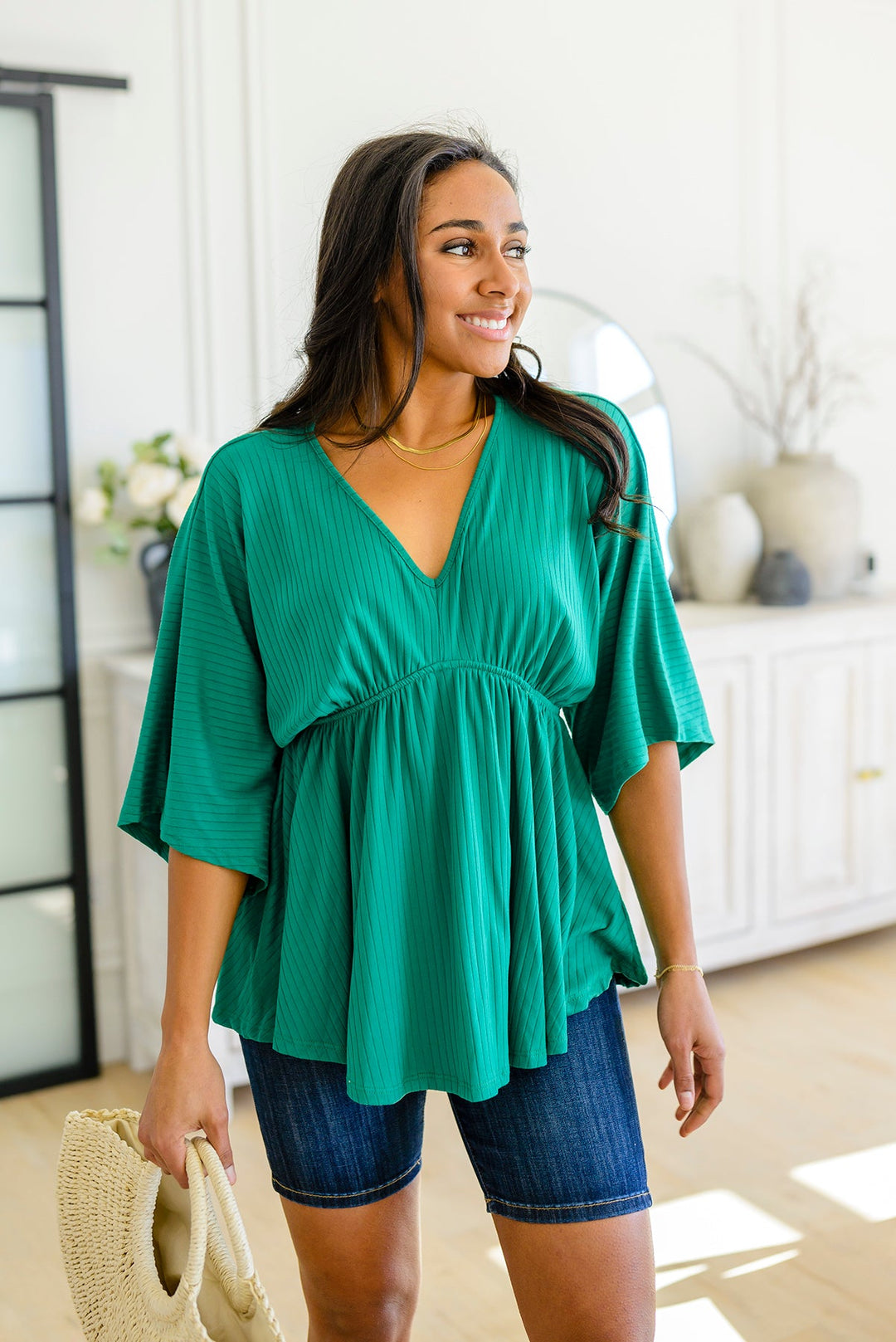 Storied Moments Draped Peplum Top!