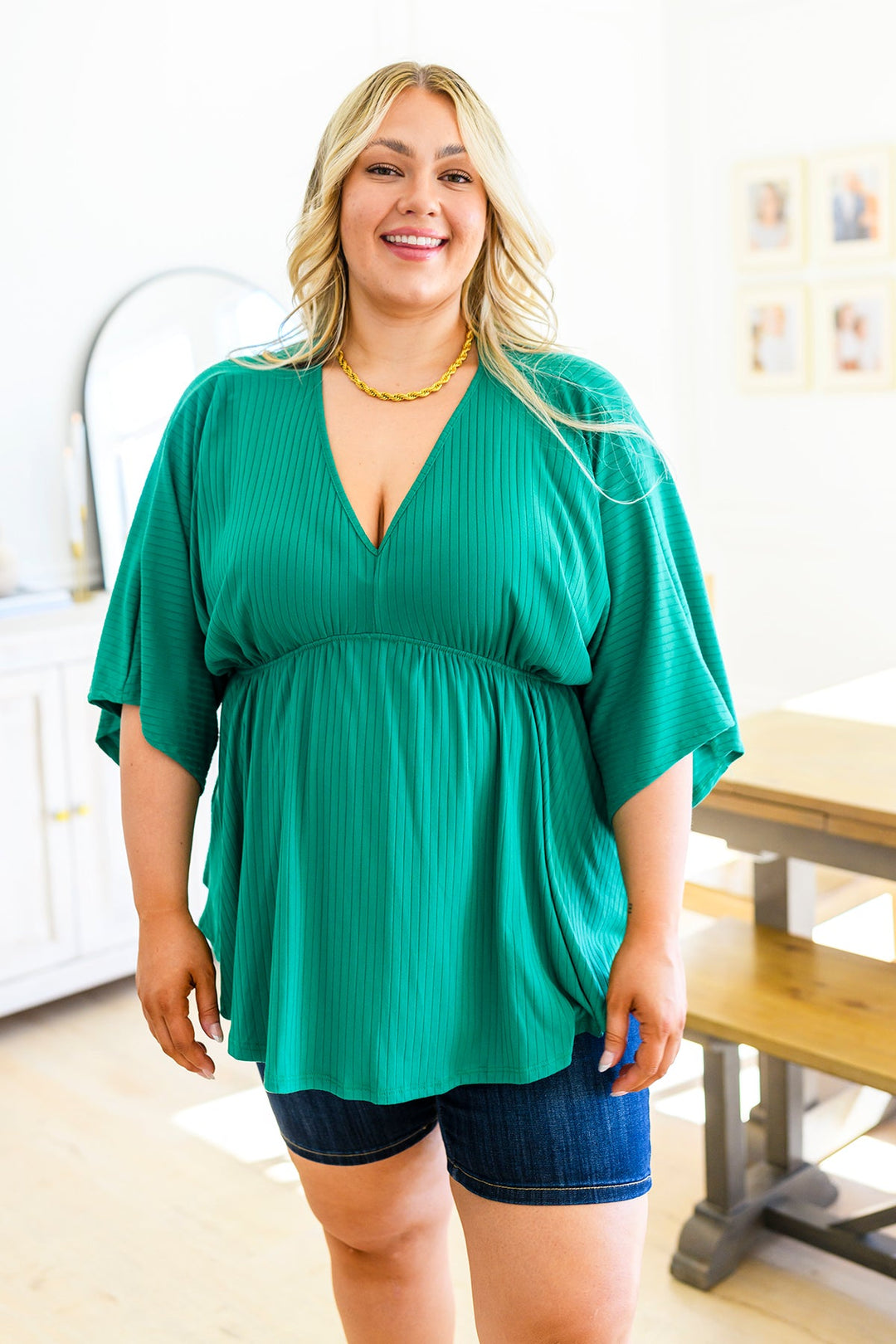 Storied Moments Draped Peplum Top!