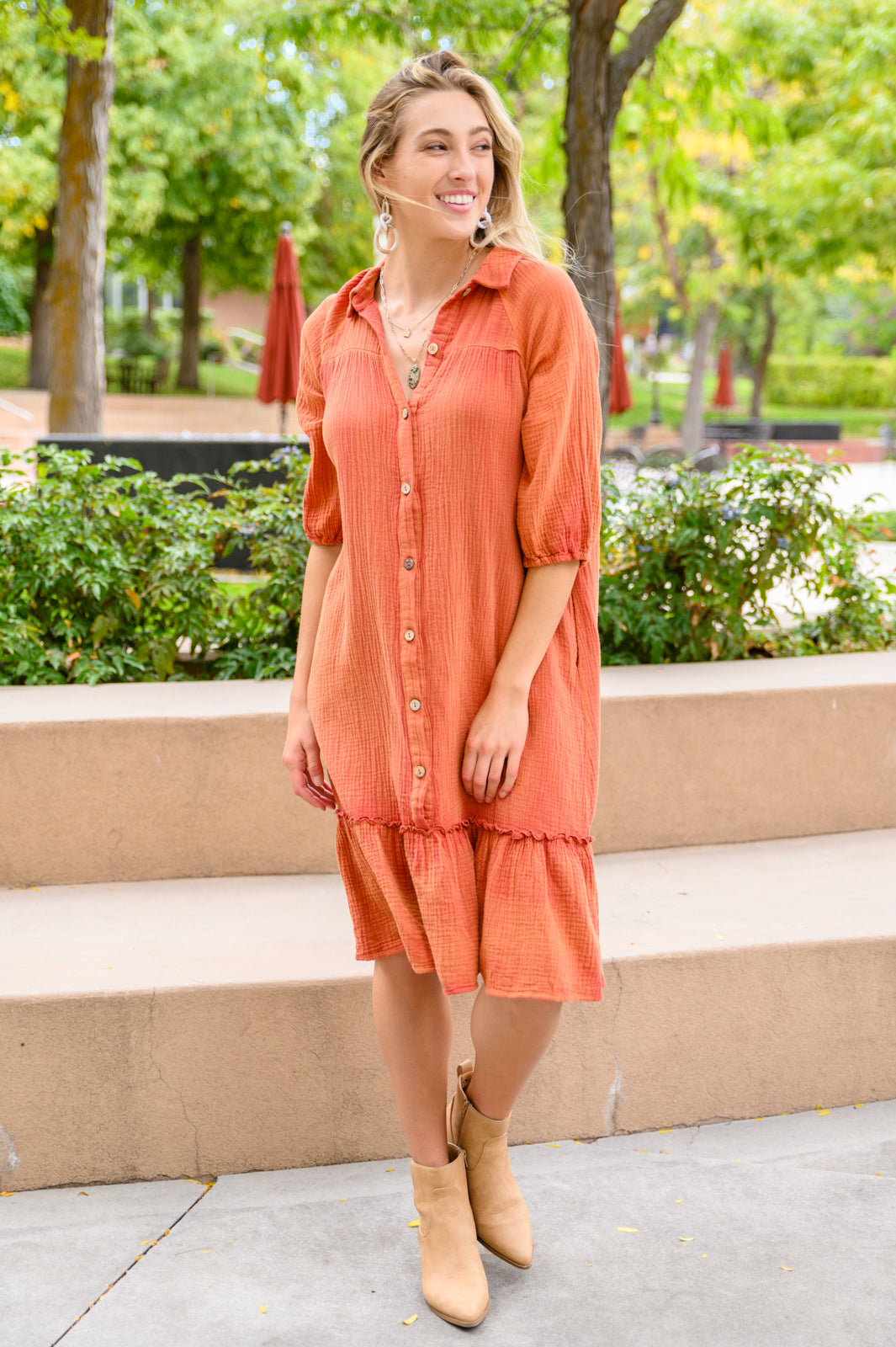 Stuck With You Vintage Overdye Dress In Rust!