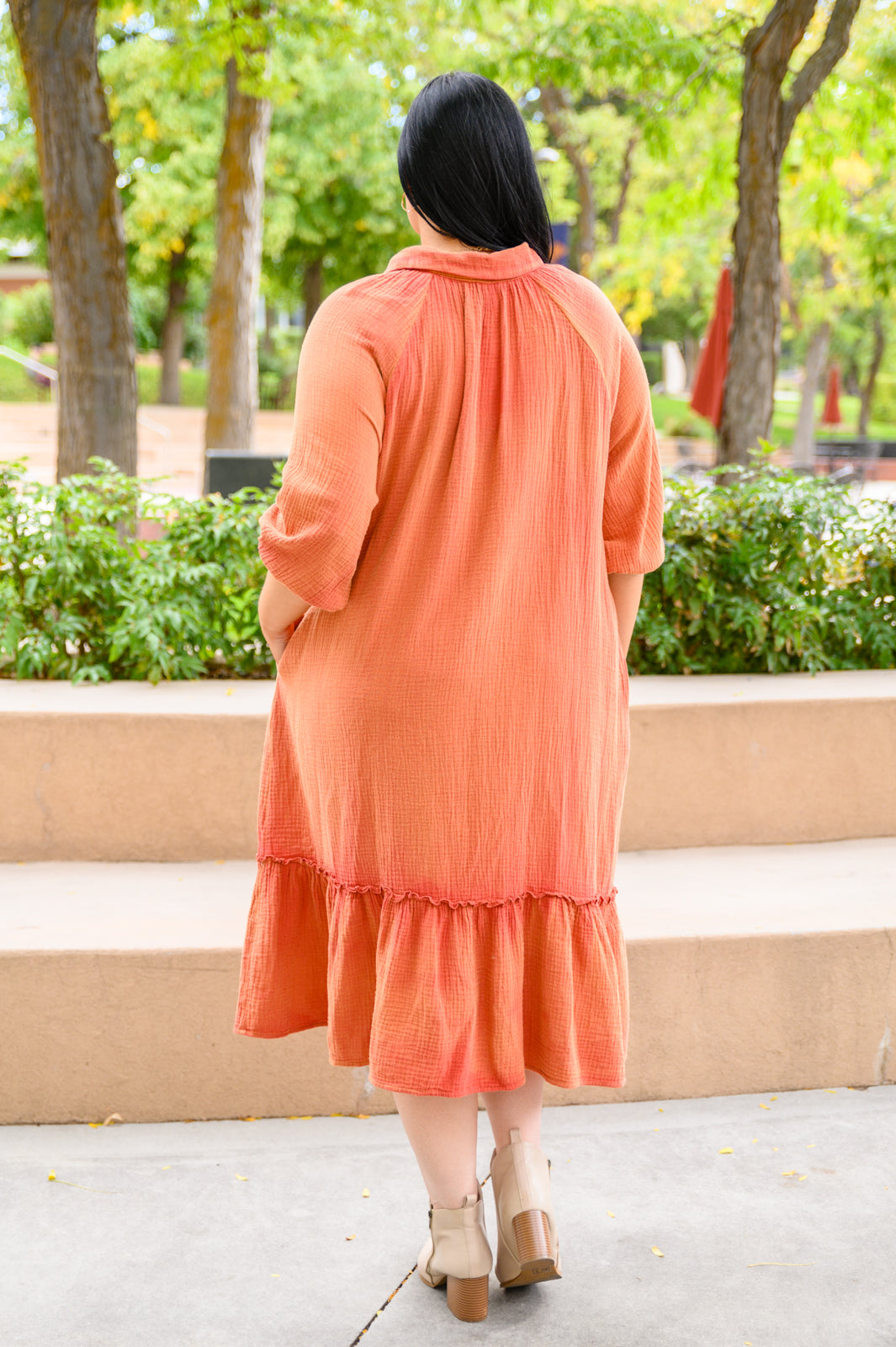 Stuck With You Vintage Overdye Dress In Rust!