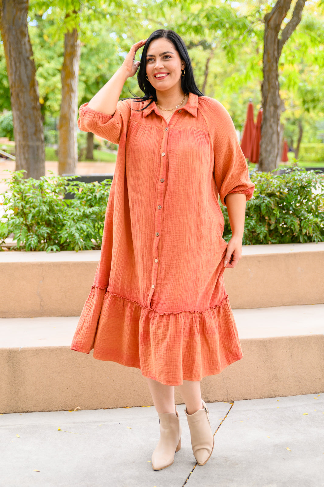 Stuck With You Vintage Overdye Dress In Rust!