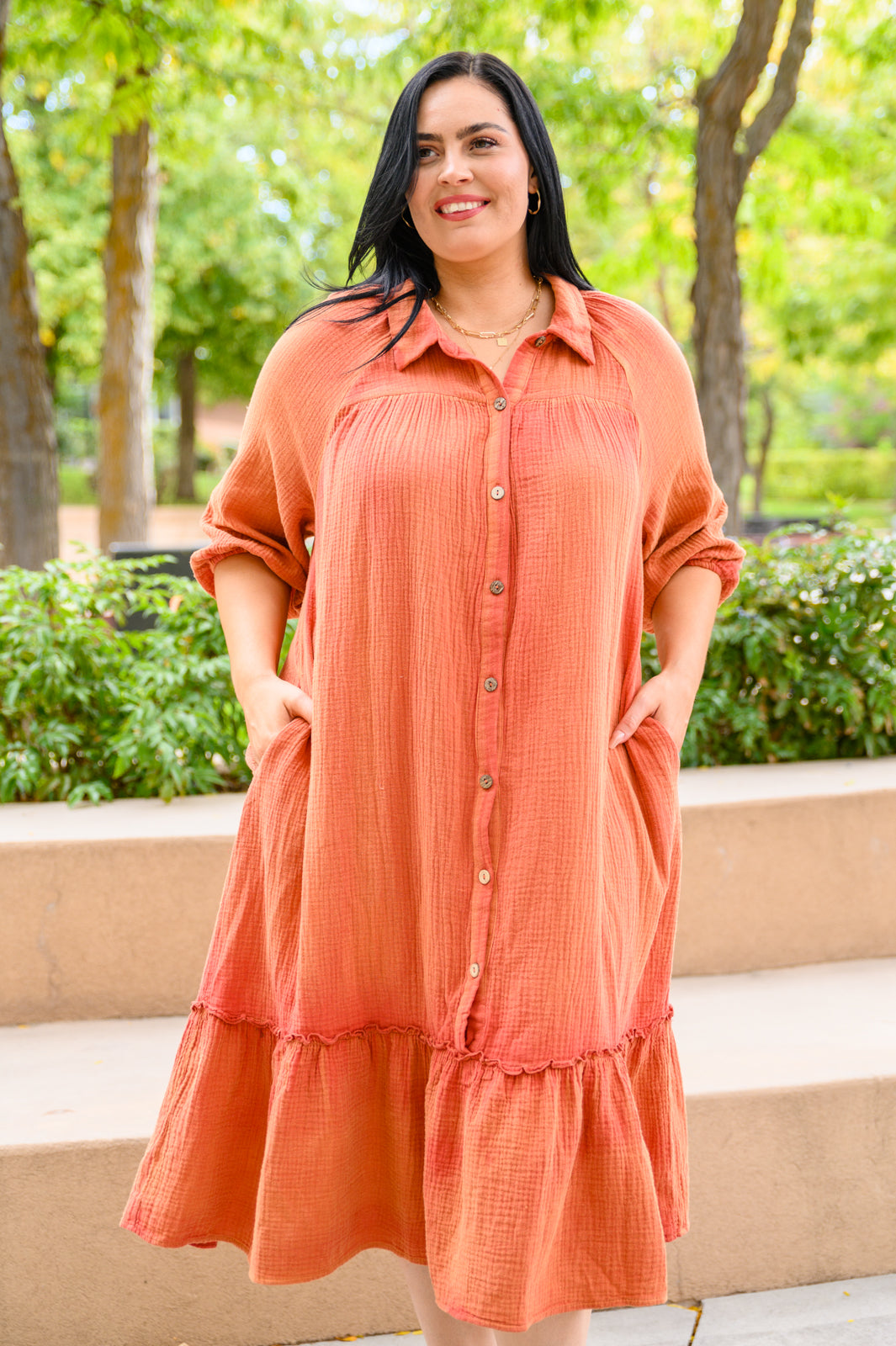 Stuck With You Vintage Overdye Dress In Rust!