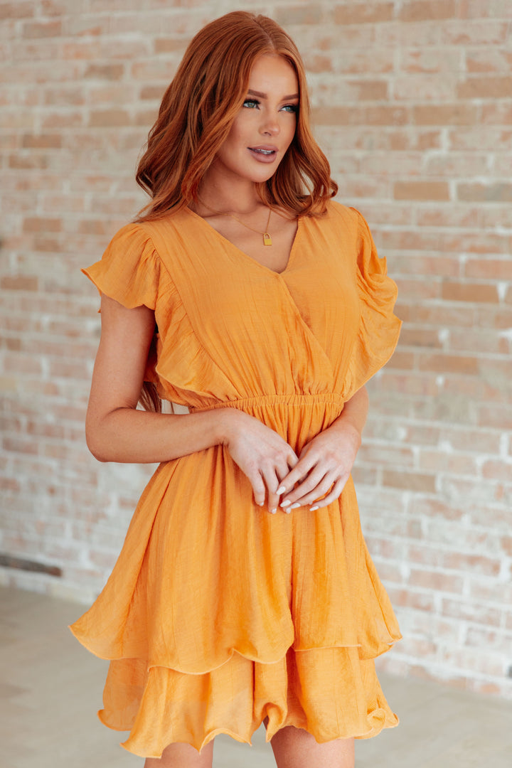 Stuck in My Head Tiered Dress in Orange!