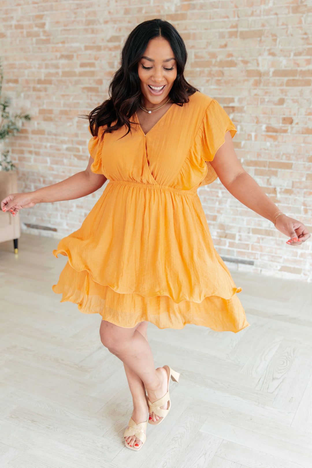 Stuck in My Head Tiered Dress in Orange!