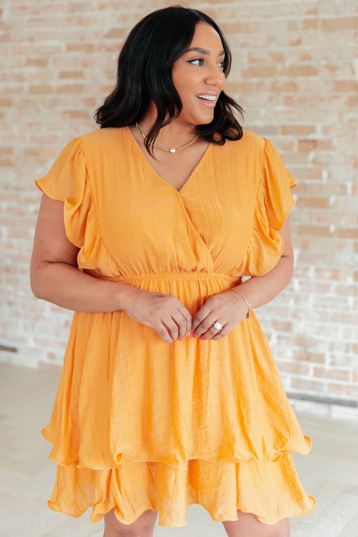 Stuck in My Head Tiered Dress in Orange!