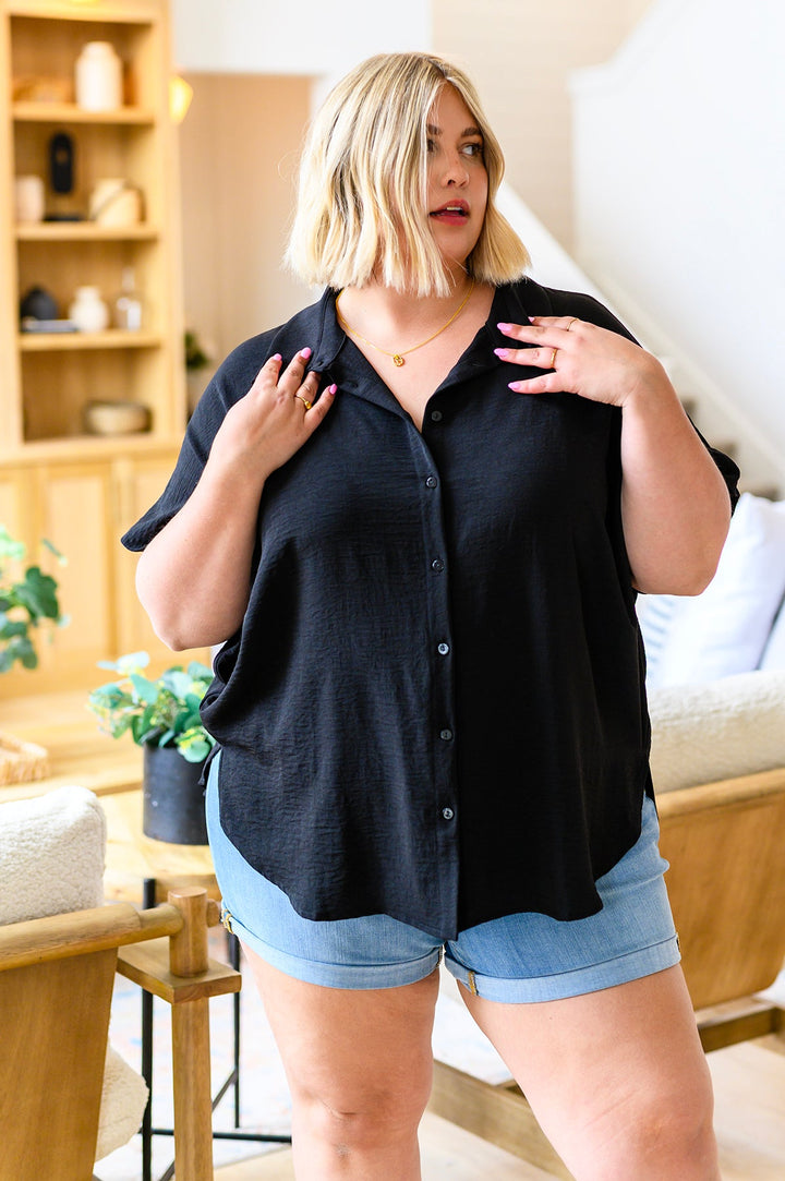 Sweet Simplicity Button Down Blouse in Black!