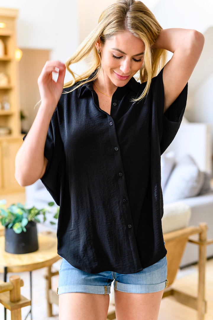 Sweet Simplicity Button Down Blouse in Black!