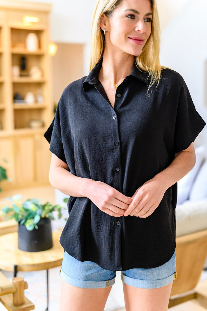 Sweet Simplicity Button Down Blouse in Black!