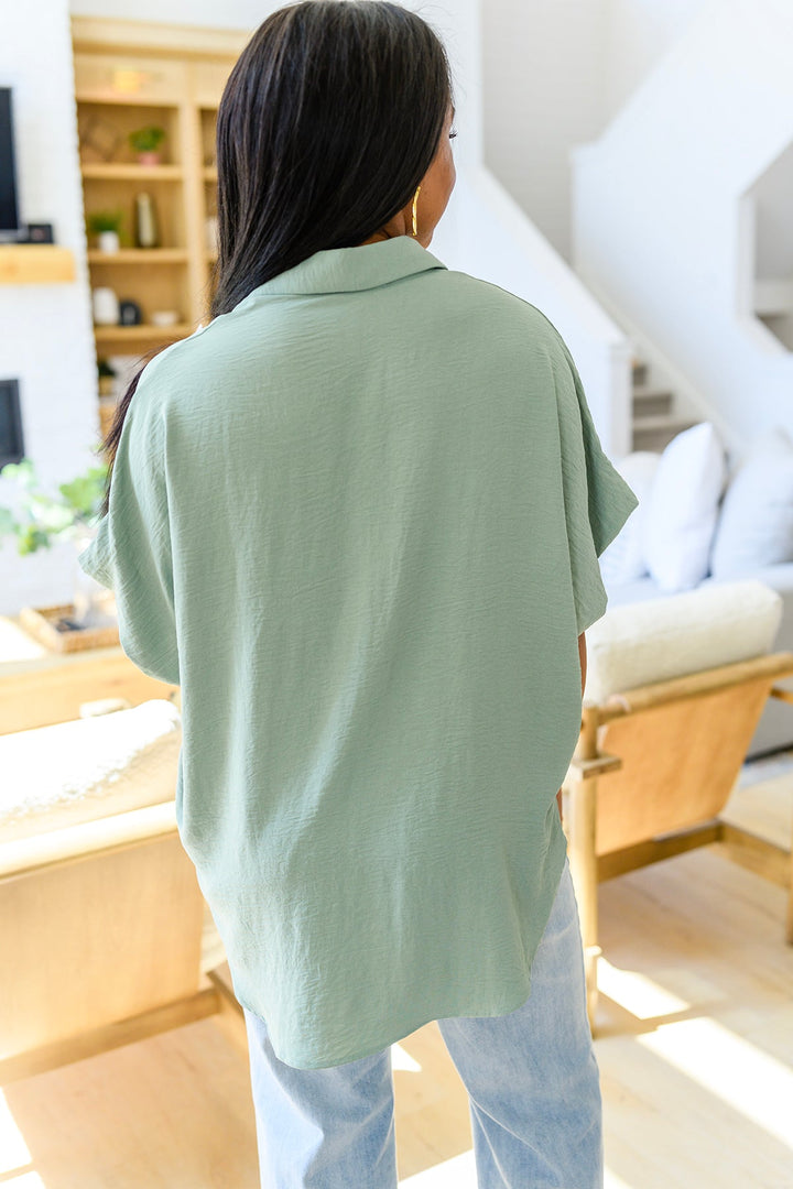 Sweet Simplicity Button Down Blouse in Sage!