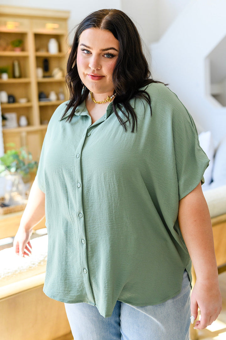 Sweet Simplicity Button Down Blouse in Sage!