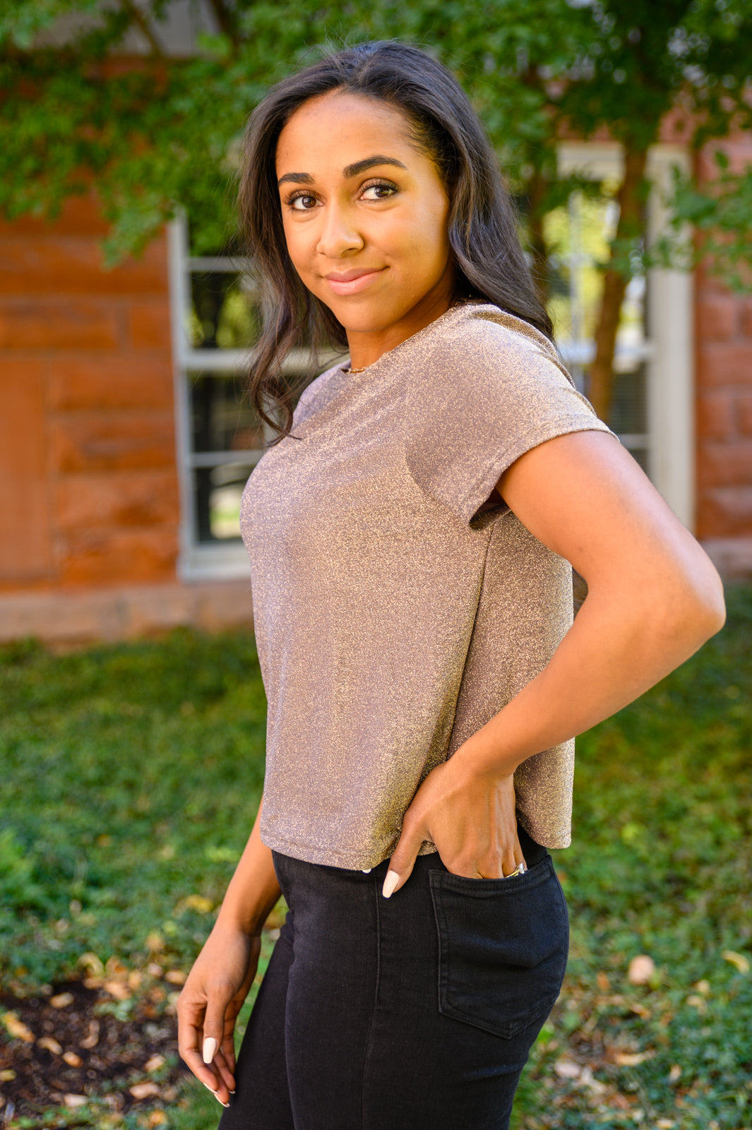 Sweetly Twinkle Short Sleeve Knit Top!