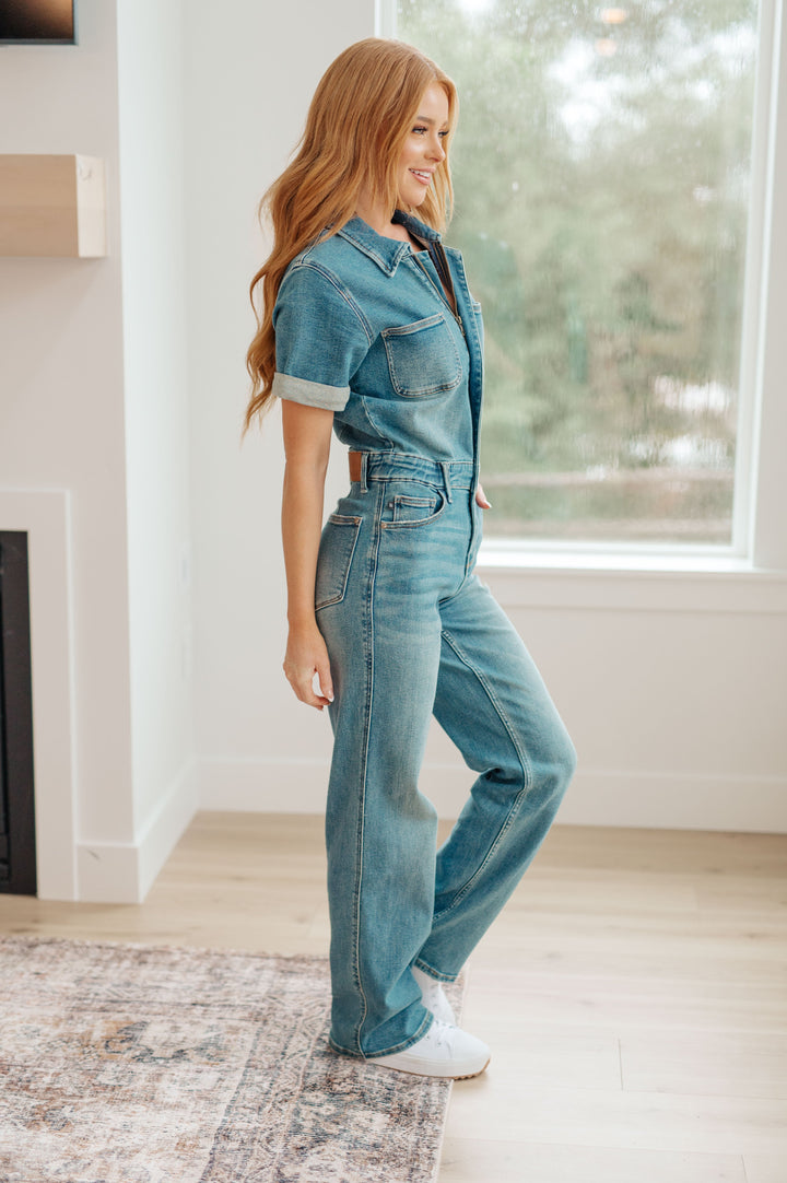 Judy Blue Short Sleeve Denim Jumpsuit