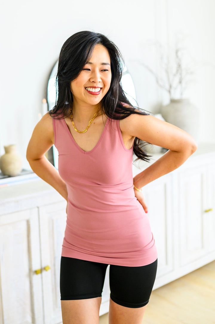 The Basics Reversible Longline Tank in Dusty Rose!