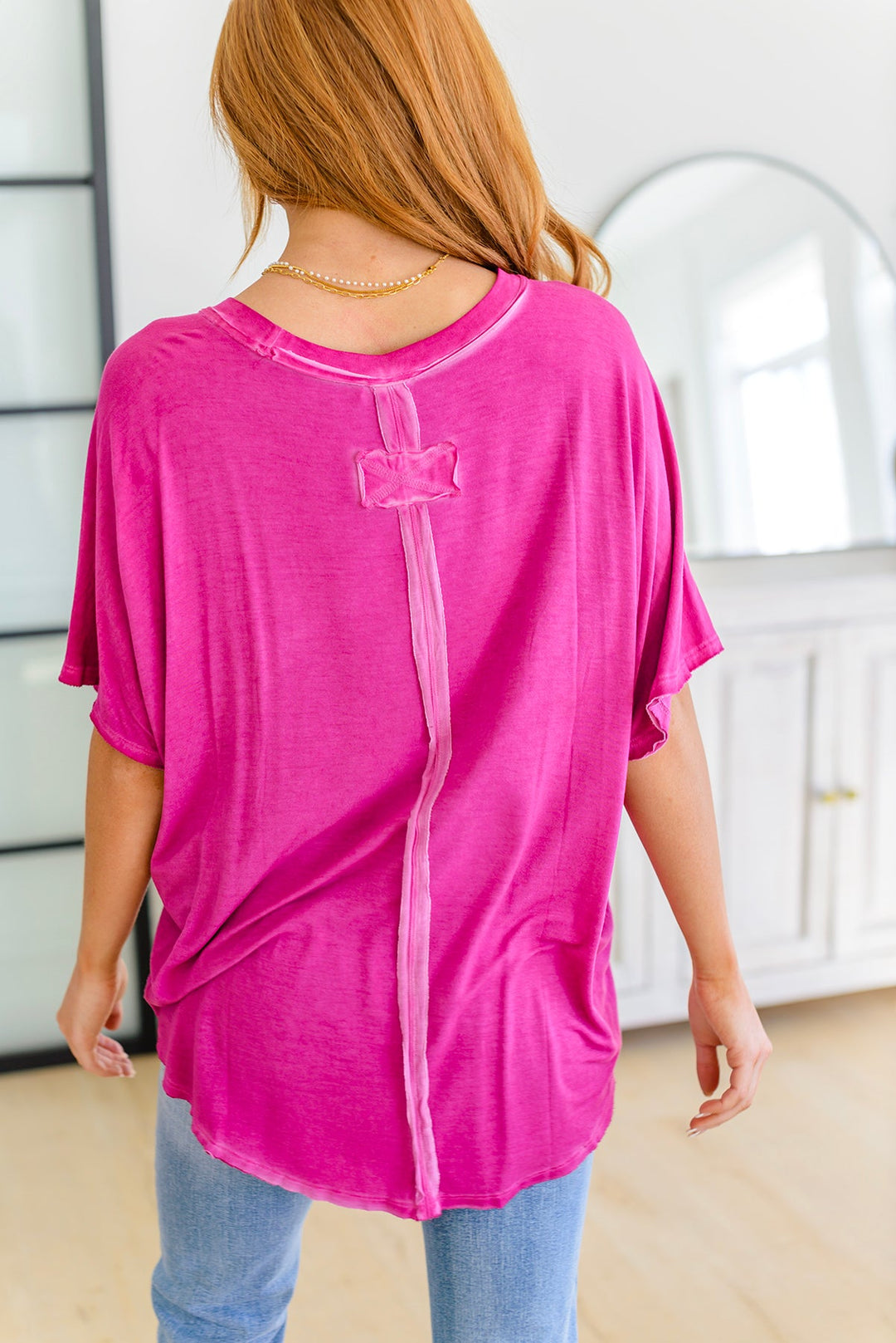 The Remix Oversized Mineral Washed T-Shirt in Magenta!