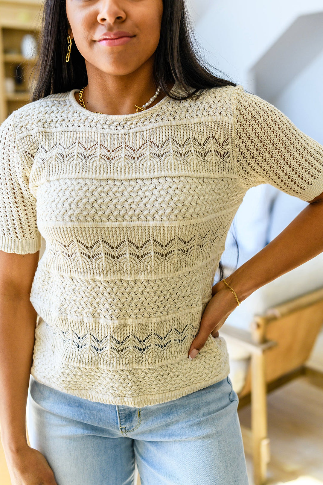 Thea Crocheted Knit Top!