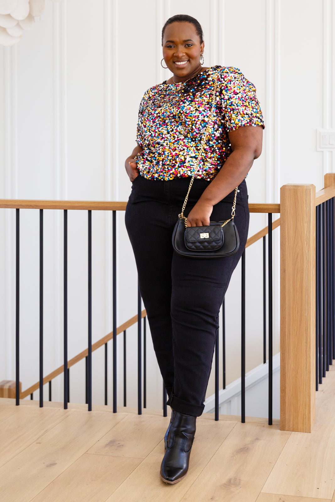 Times Square Sequin Short Sleeve Top!