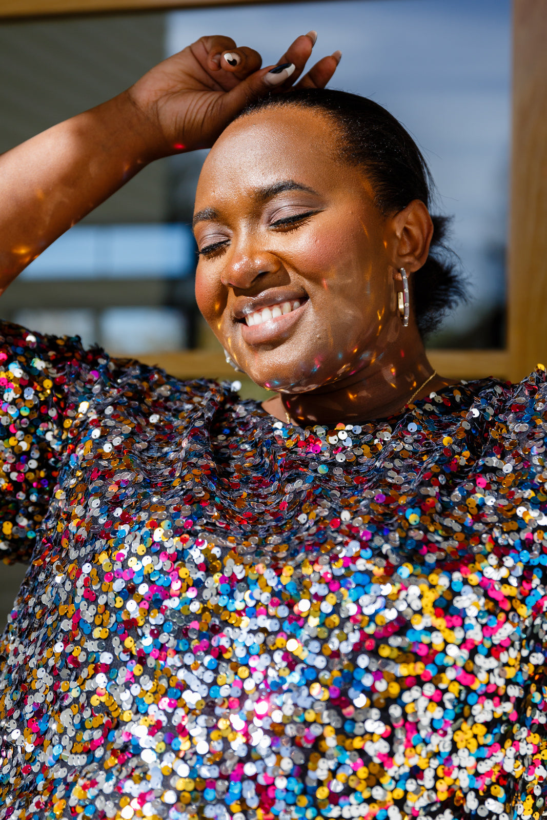 Times Square Sequin Short Sleeve Top!