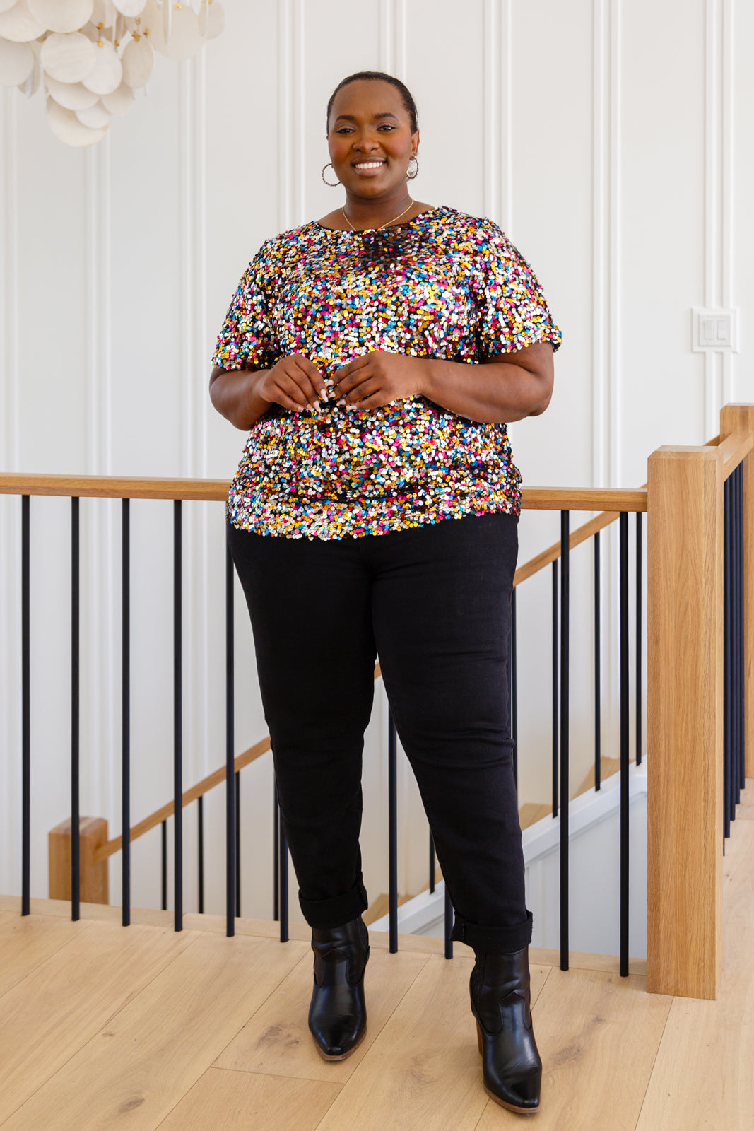 Times Square Sequin Short Sleeve Top!