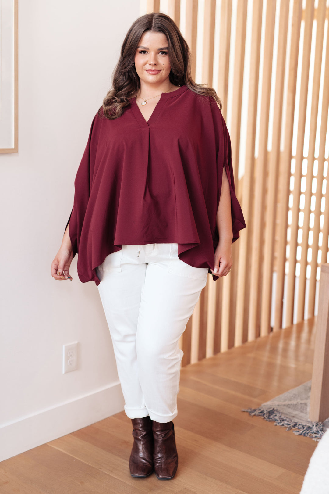 Universal Philosophy Blouse in Wine!