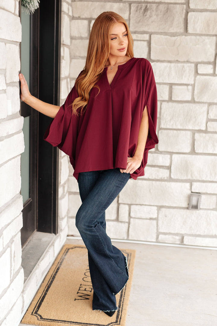 Universal Philosophy Blouse in Wine!