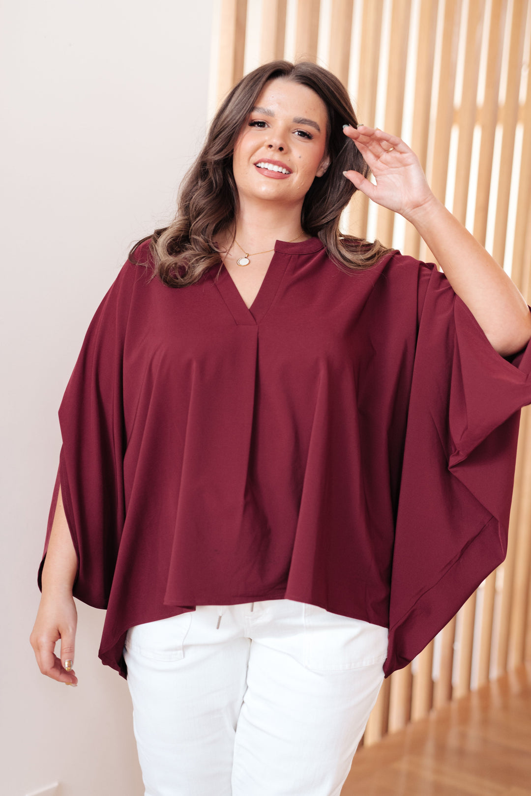 Universal Philosophy Blouse in Wine!