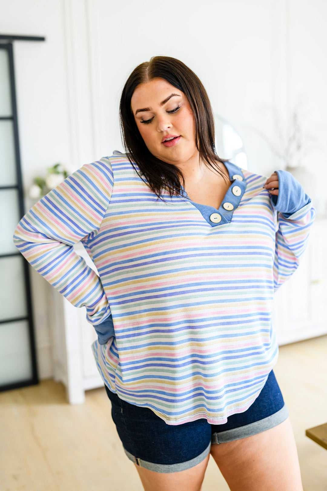 Untroubled Striped Long Sleeve Top!