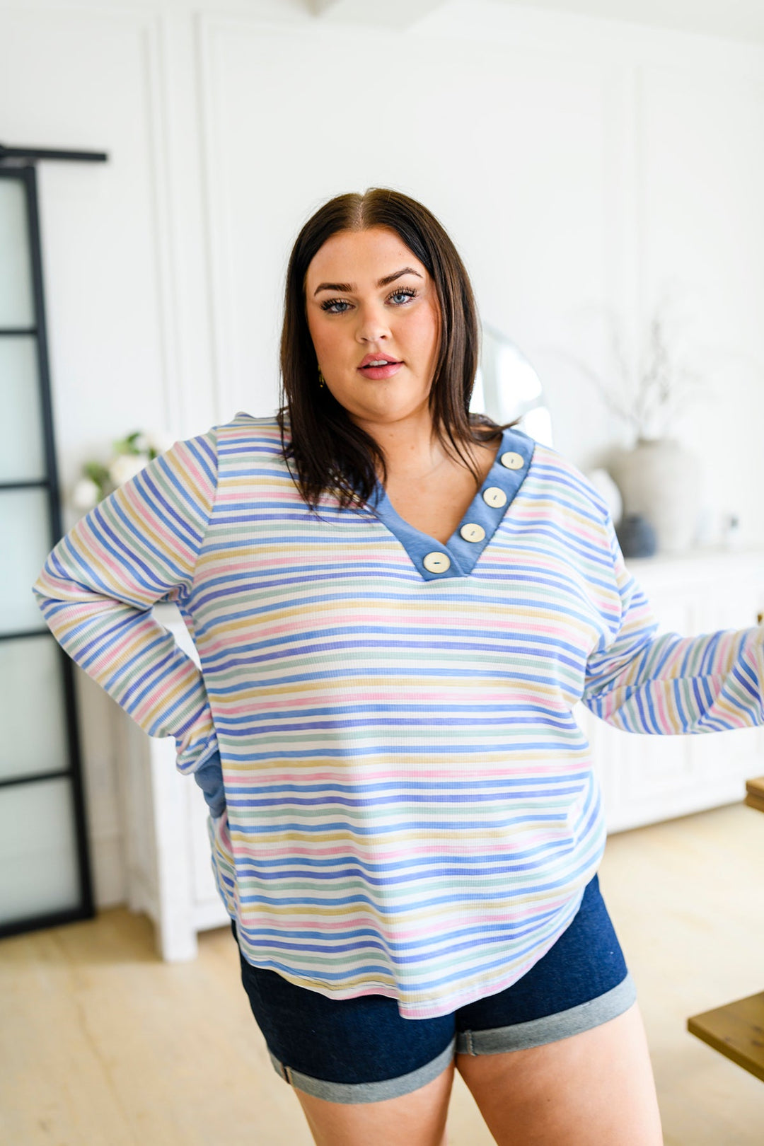 Untroubled Striped Long Sleeve Top!