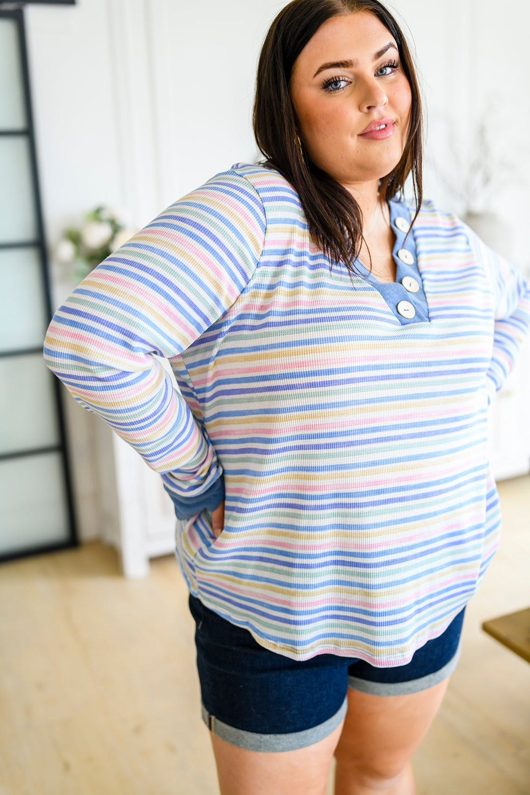 Untroubled Striped Long Sleeve Top!