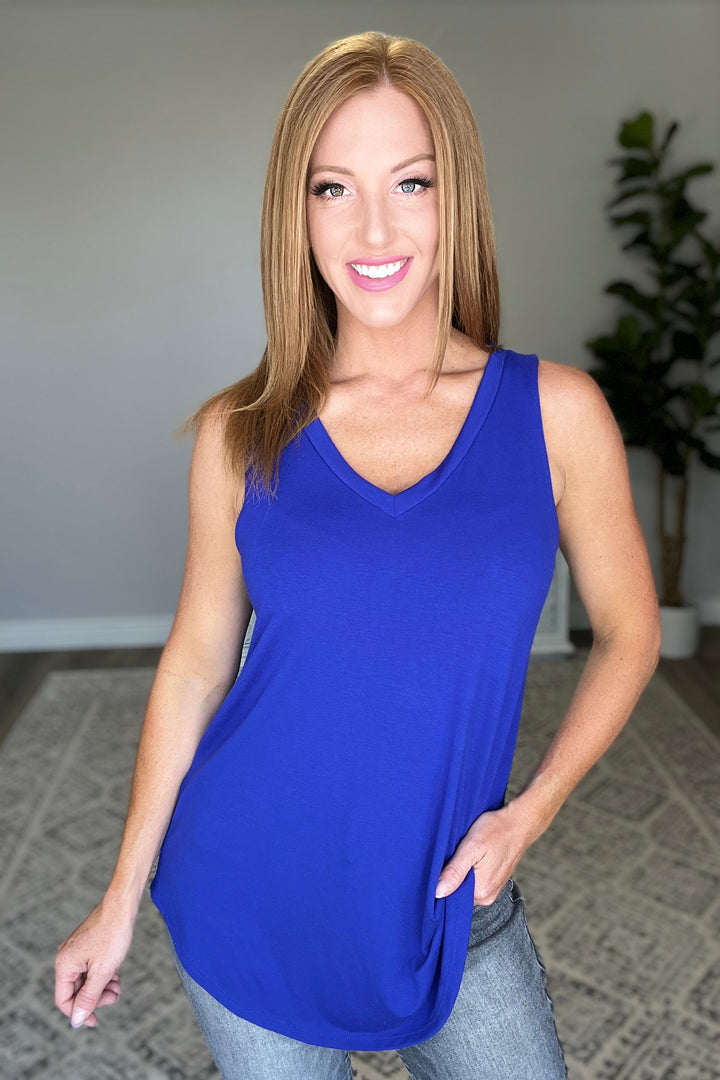 V-Neck Sleeveless Top in Bright Blue!