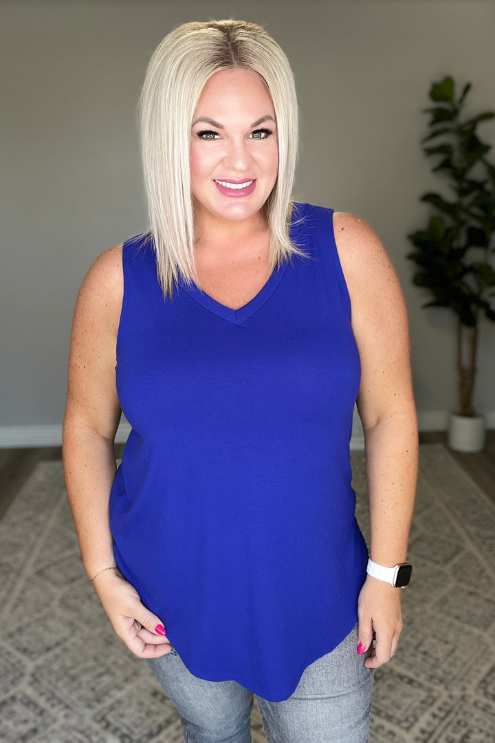 V-Neck Sleeveless Top in Bright Blue!