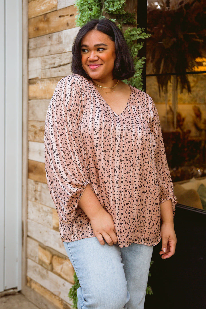 Vivian Satin Blouse in Rose Gold!