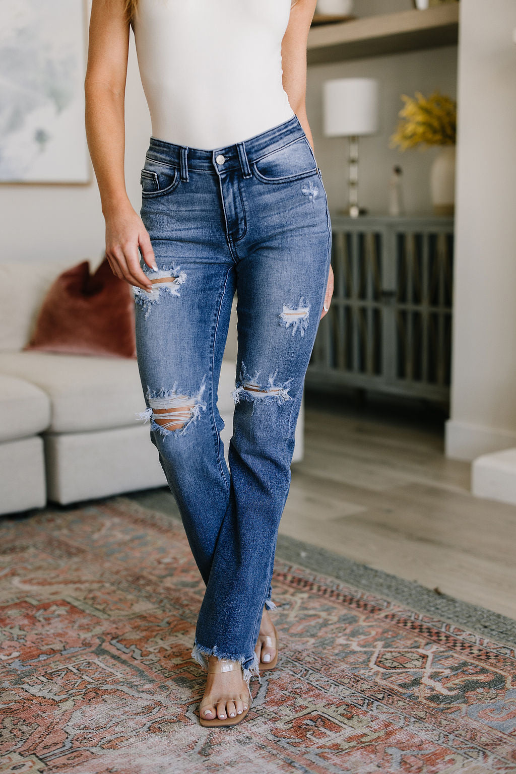 Judy Blue Destroyed Straight Jeans