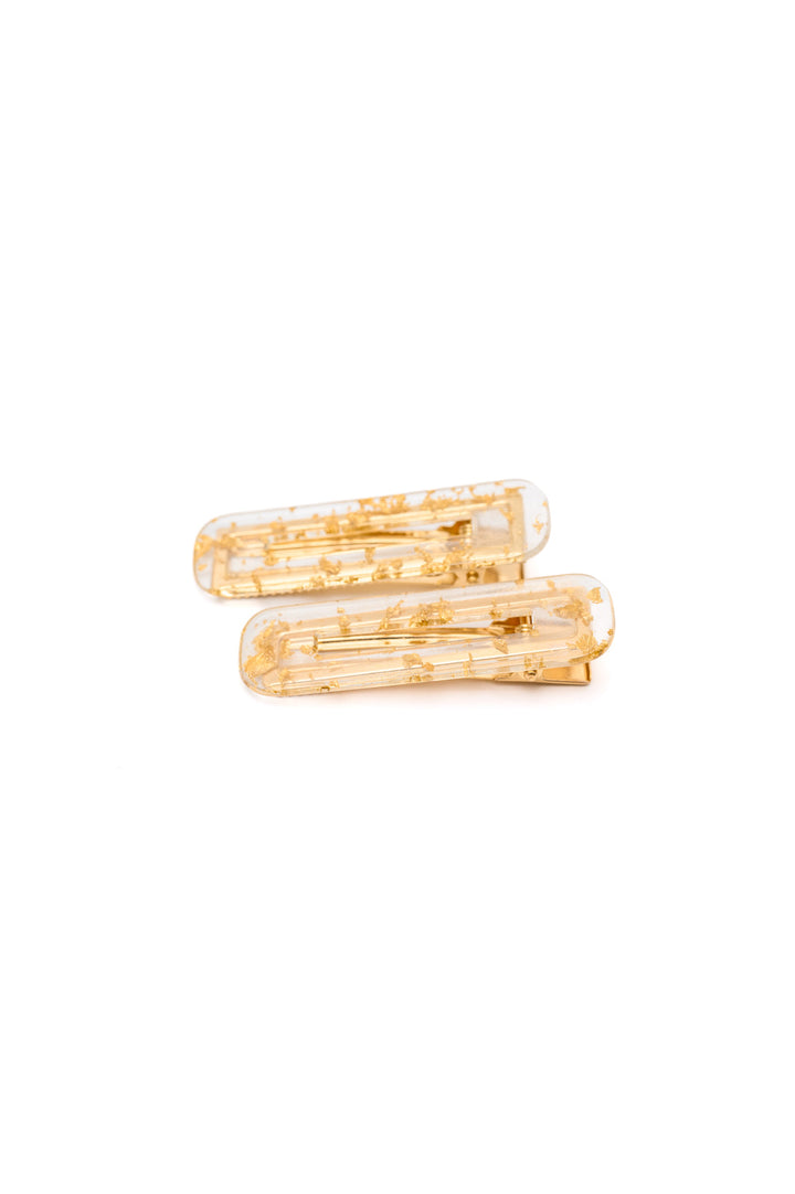 Double Trouble 2 Pack Hair Clip in Gold Leaf