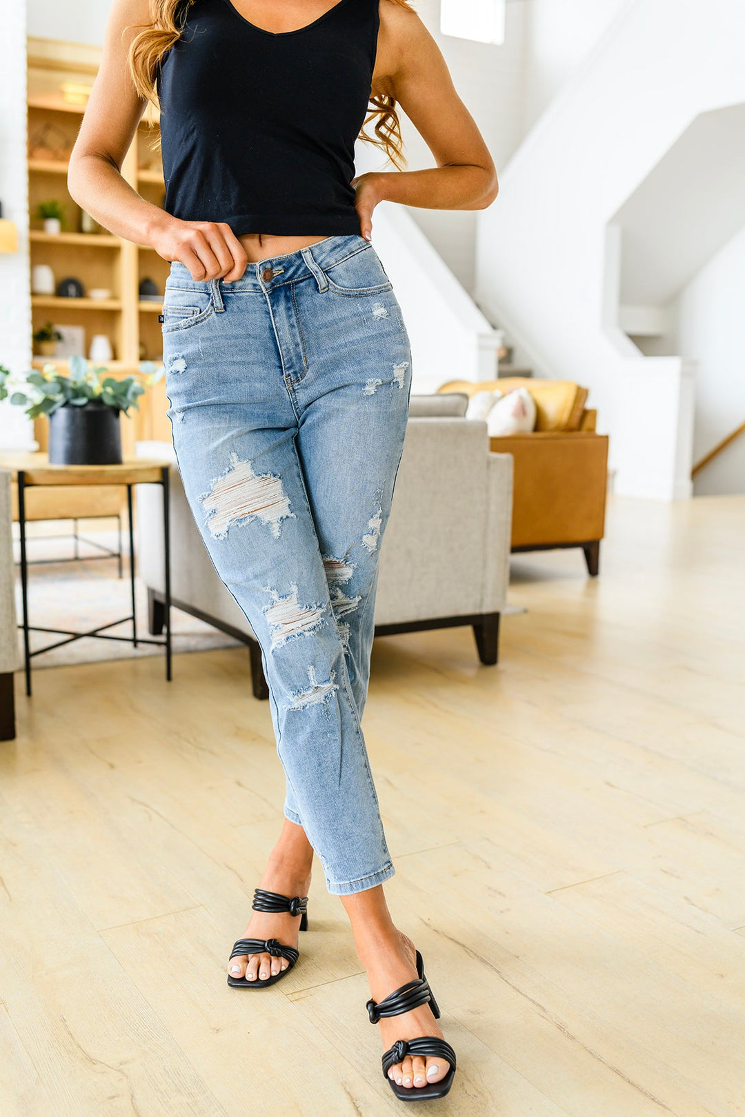 Judy Blue High Waist Destroyed Boyfriend Jeans