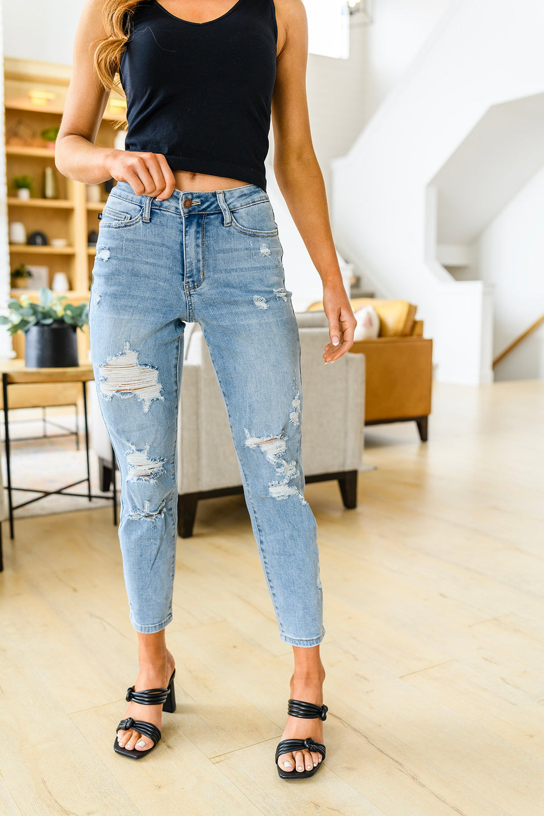 Judy Blue High Waist Destroyed Boyfriend Jeans