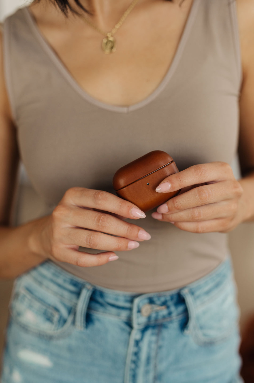 Genuine Leather Airpod Pro Protective Case in Brown