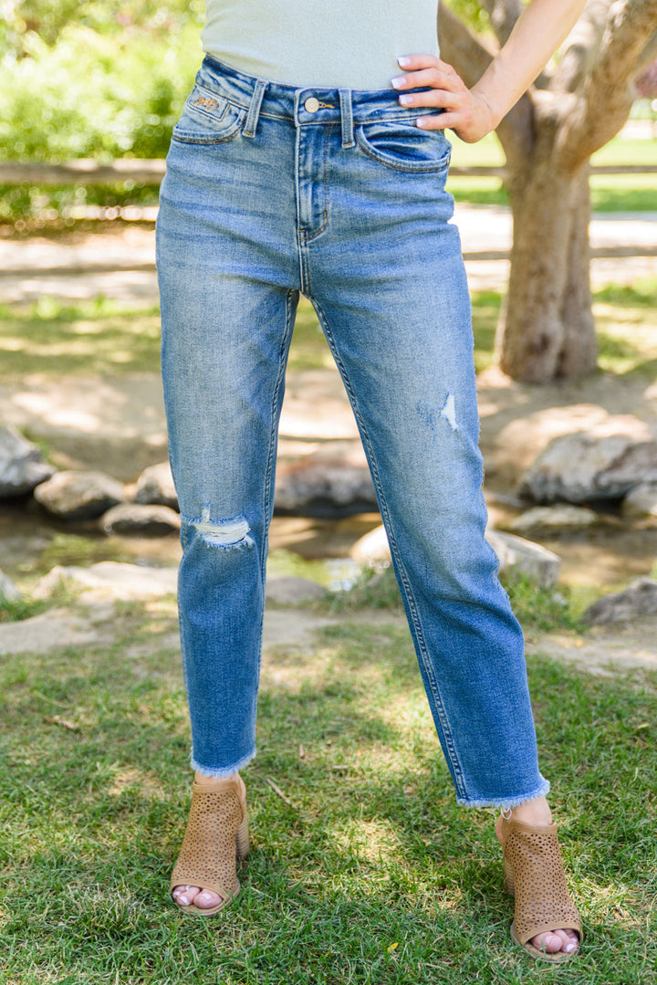 Judy Blue Embroidery Boyfriend Jeans