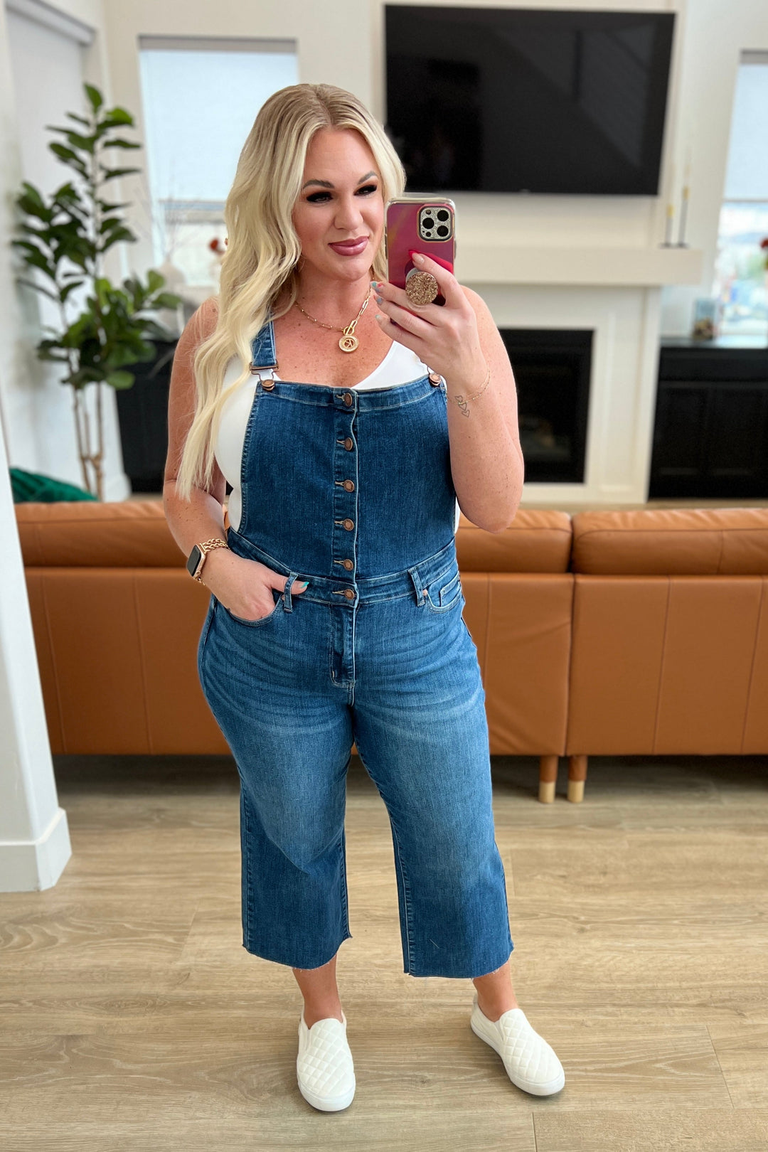 Judy Blue High Rise Crop Wide Leg Denim Overalls