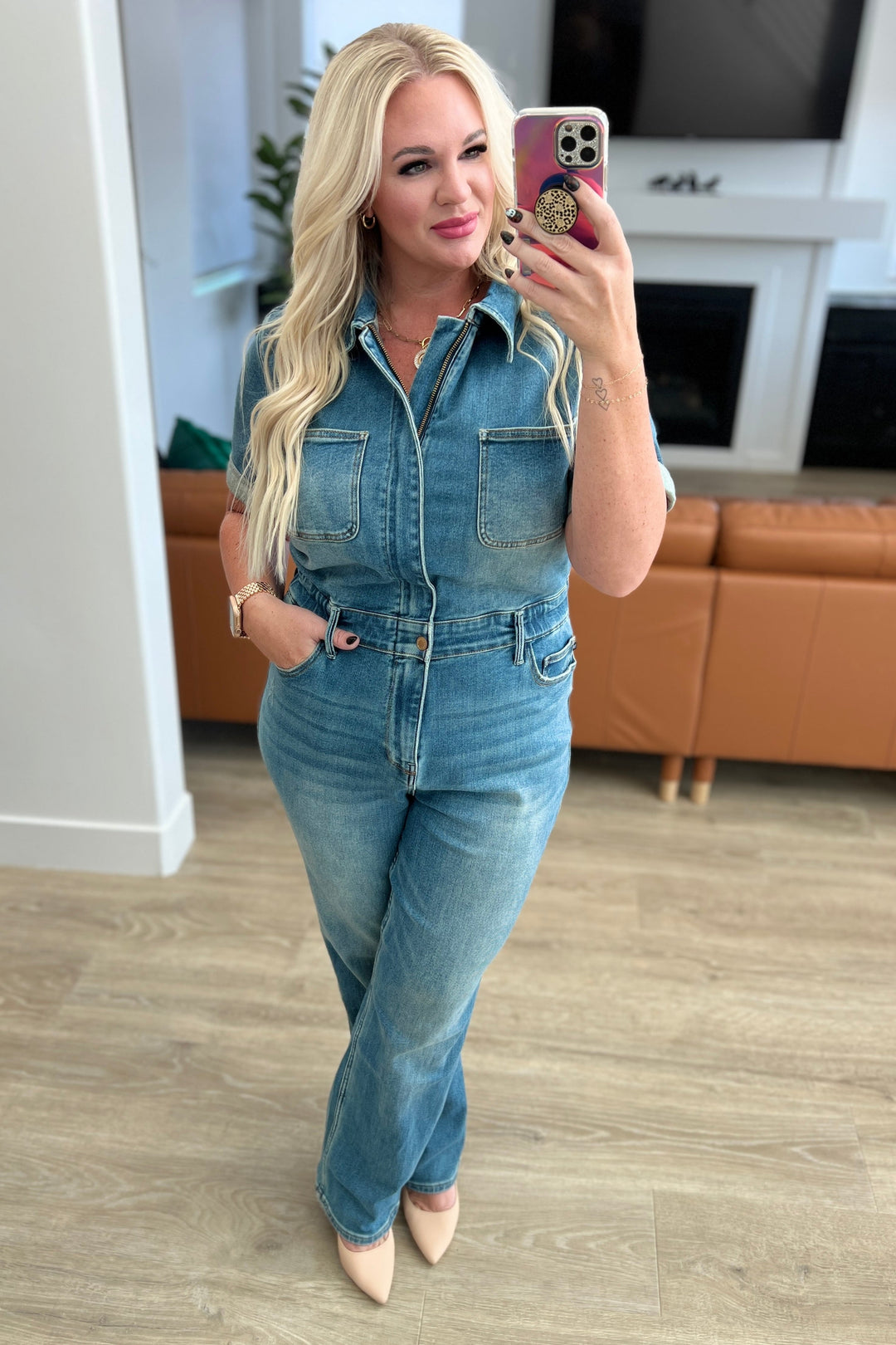 Judy Blue Short Sleeve Denim Jumpsuit