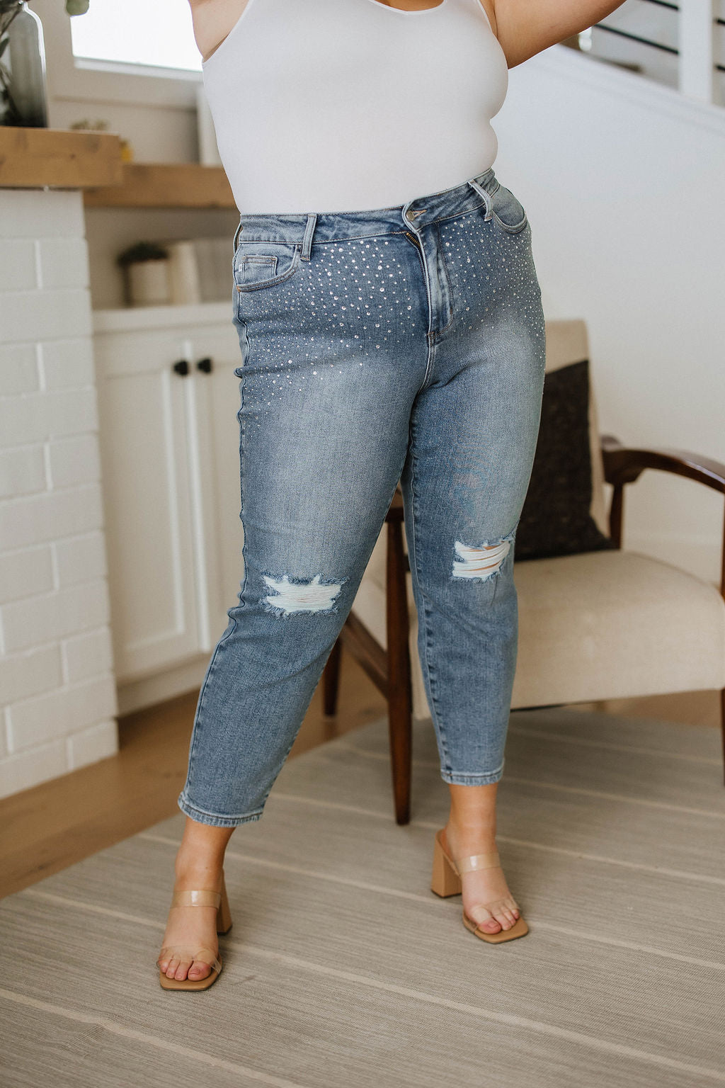 Judy Blue Rhinestone Slim Fit Jeans