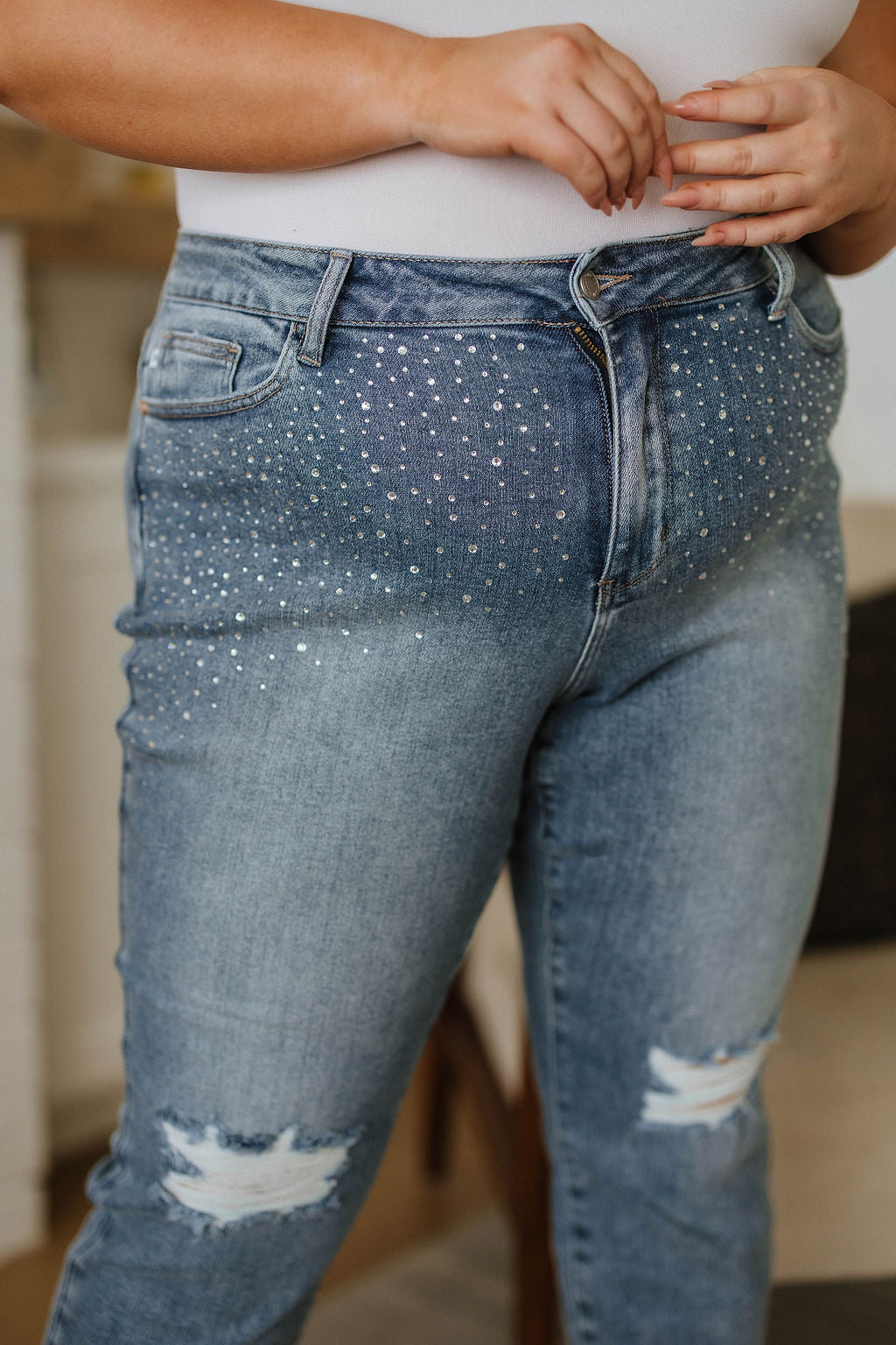 Judy Blue Rhinestone Slim Fit Jeans