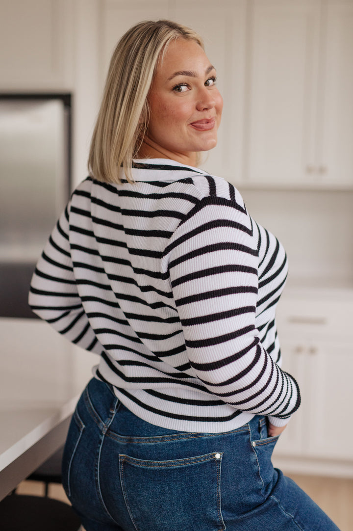 Self Improvement V-Neck Striped Sweater